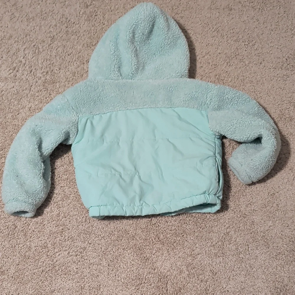 OshKosh Little Girls Mint Green Sherpa Lined Nylon Puffer Jacket Size 6